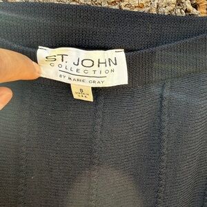 St. John Collection Navy Ribbed Knit Skirt